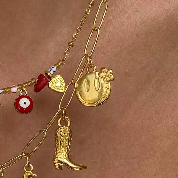 Wholesale Fashion Boots Pendant Stainless Steel Heart Shape 18K Gold Color Furnace Vacuum Plating