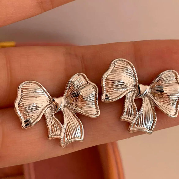 Wholesale Fashion Bow Stainless Steel Electroplated Women's Earrings With Simple Style