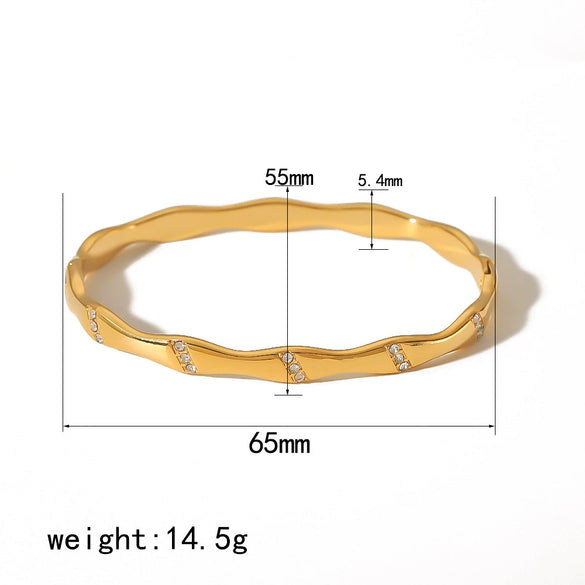 Wholesale Fashion Bracelet Stainless Steel French Retro Geometric Open Electroplated