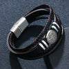 Wholesale Fashion Bracelet Zinc Alloy Multilayer Woven Leather Pu Leather Geometric Electroplating Unisex Men's