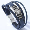 Wholesale Fashion Bracelet Zinc Alloy Multilayer Woven Leather Pu Leather Geometric Electroplating Unisex Men's