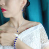 Wholesale Fashion Bridal Jewelry Set Of Rhinestone Necklace And Earrings With Love Water Drops Bell Patterns Electroplated Bamboo Chain For Women