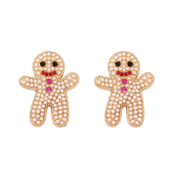 Wholesale Fashion Cartoon Halloween Gingerbread Man Funny Alloy Earrings With Rhinestone Inlay And Electroplating