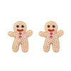 Wholesale Fashion Cartoon Halloween Gingerbread Man Funny Alloy Earrings With Rhinestone Inlay And Electroplating