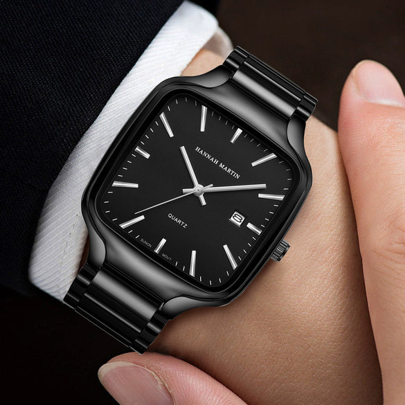 Wholesale Fashion Casual Square Waterproof Luminous Quartz Watch For Men With Stainless Steel Strap And Buckle And Alloy Case
