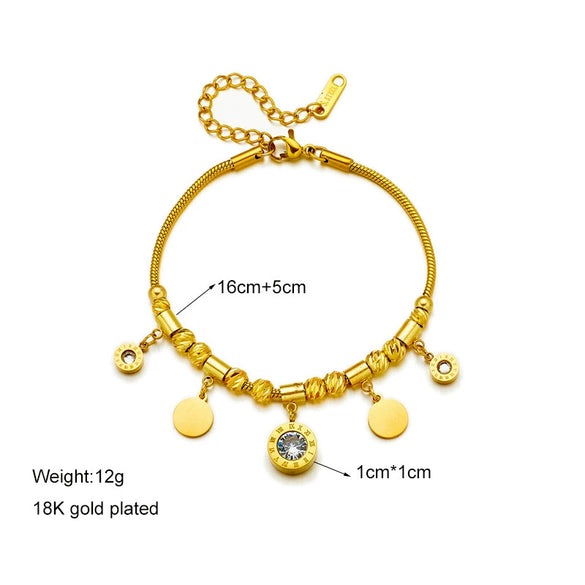 Wholesale Fashion Chic Titanium Steel Geometric White Cubic Bracelet 18K Gold Plated For Women