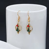 Wholesale Fashion Christmas Earrings Alloy Heart Shaped With Dripping Oil Process And Rhinestones