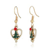 Wholesale Fashion Christmas Earrings Alloy Heart Shaped With Dripping Oil Process And Rhinestones