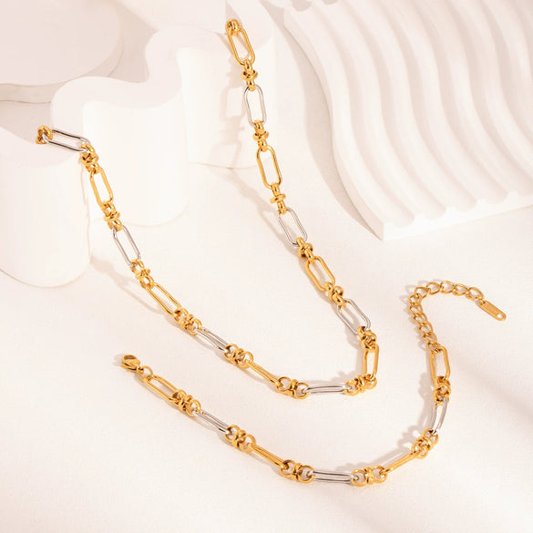 Wholesale Fashion Classic Cross Color Necklace Bracelet Suit With Cross Chain In Stainless Steel Vacuum Real Gold Electroplated In Pvd Furnace