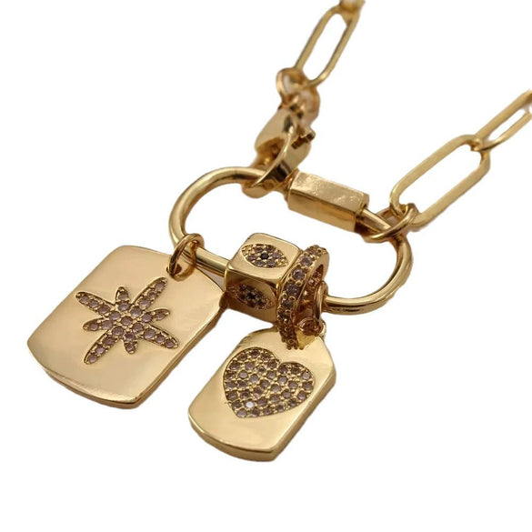 Wholesale Fashion Clavicle Chain Necklace Copper Electroplated Geometric Heart Shape