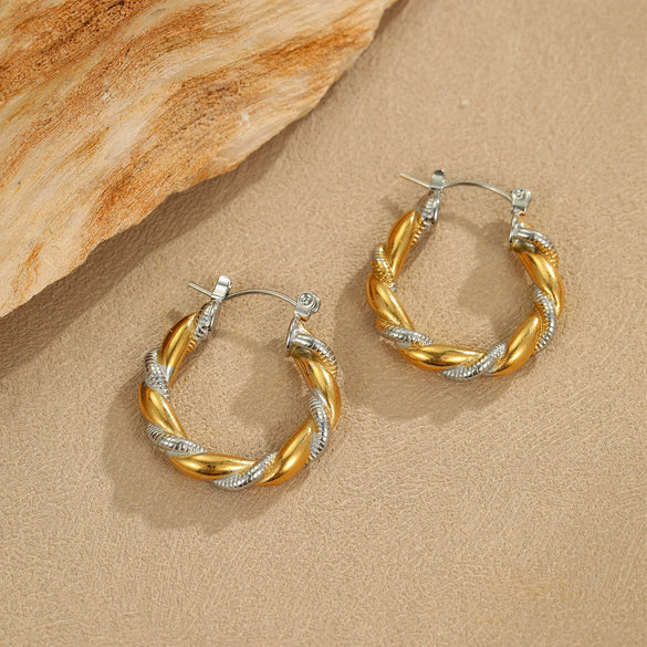 Wholesale Fashion Color Matching Stainless Steel Earrings Plated With 18K Gold For Women