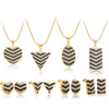 Wholesale Fashion Commuter Copper Goldplated Geometric Heartshaped Pendant Necklace And Earring Set