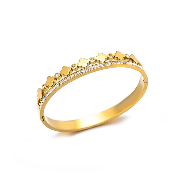 Wholesale Fashion Commuter Titanium Steel Stitching Bracelet With Star And Four Leaf Flower Pattern Light Luxury Simple Style