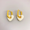 Wholesale Fashion Copper Earrings With 18K Gold Plated Enamel Glaze Ushaped And Peach Heart Pendant For Women