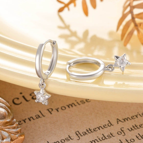 Wholesale Fashion Copper Inlaid Starshaped Zircon Earrings Unisex