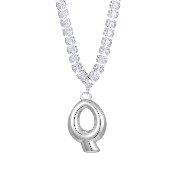 Wholesale Fashion Copper Zircon Necklace With Letters Numbers Text Pattern And Electroplating Cuban Chain Pendant