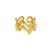 Wholesale Fashion Couple Jewelry Irregular Double Wave Geometric Stainless Steel Ring With Electroplating