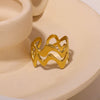 Wholesale Fashion Couple Jewelry Irregular Double Wave Geometric Stainless Steel Ring With Electroplating