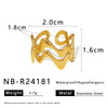 Wholesale Fashion Couple Jewelry Irregular Double Wave Geometric Stainless Steel Ring With Electroplating