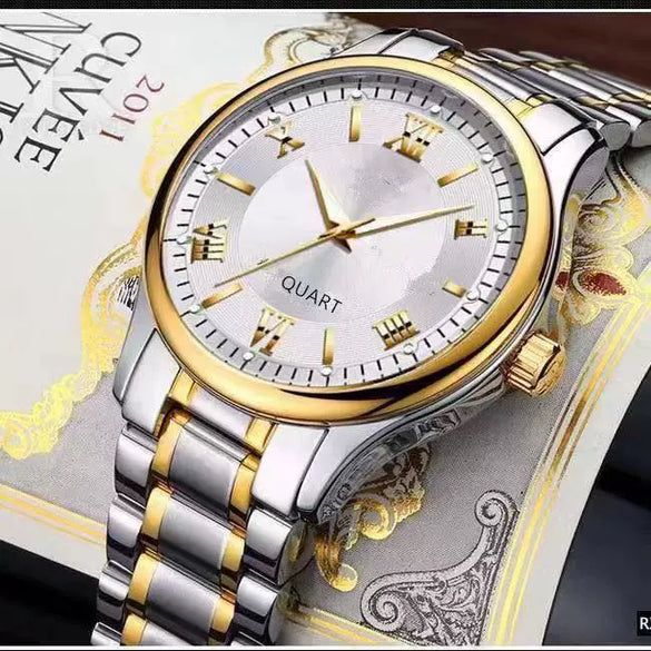 Wholesale Fashion Couple's Automatic Movement Watch Zinc Alloy Case Alloy Strap Round Dial Onion Crown Mineral Strengthened Glass Mirror Waterproof
