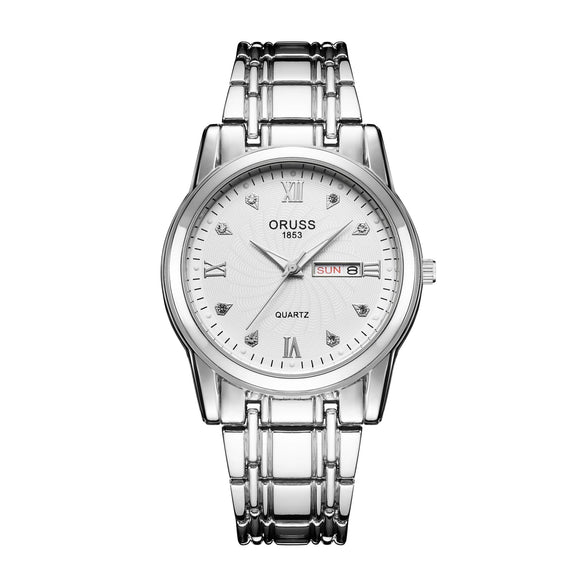 Wholesale Fashion Couple's Automatic Movement Watch Zinc Alloy Case Alloy Strap Round Dial Onion Crown Mineral Strengthened Glass Mirror Waterproof
