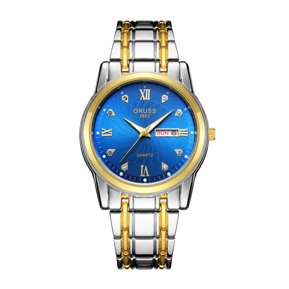 Wholesale Fashion Couple's Automatic Movement Watch Zinc Alloy Case Alloy Strap Round Dial Onion Crown Mineral Strengthened Glass Mirror Waterproof