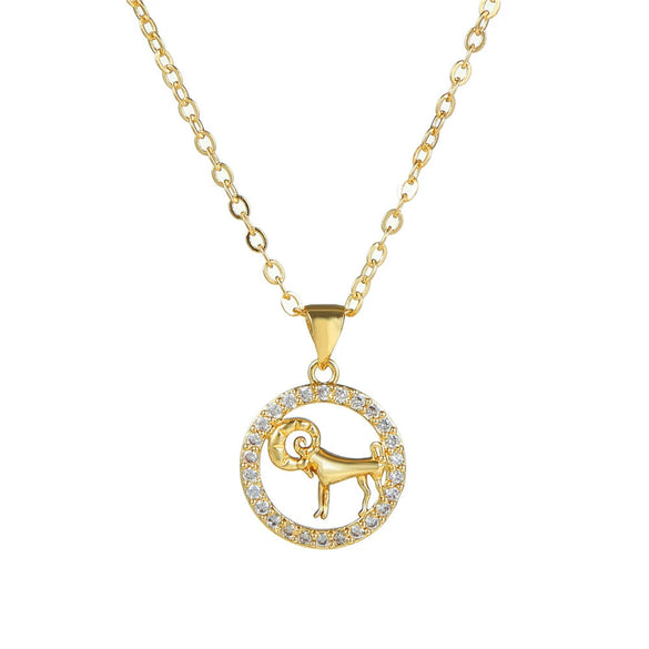 Wholesale Fashion Creative Copper Alloy Inlaid Zircon Constellation Geometric Pendant Ochain Necklace For Women