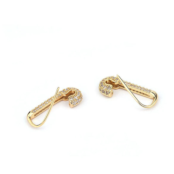 Wholesale Fashion Creative Geometric Copper Earrings With Zircon For Women Rose Gold Electroplated