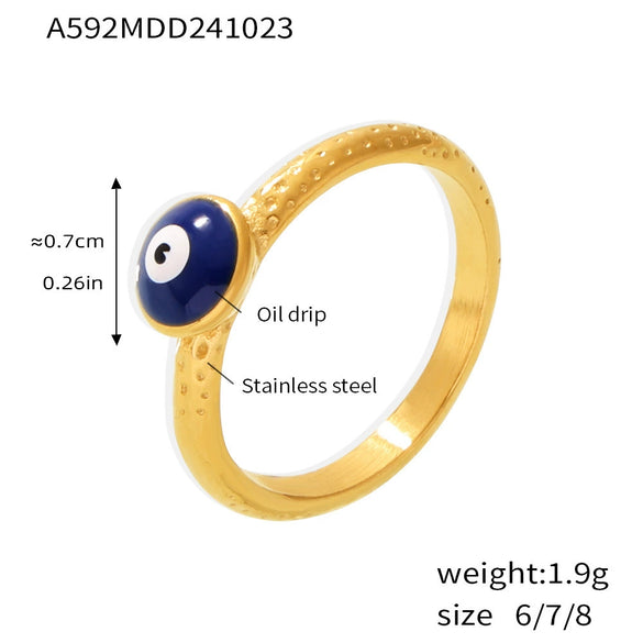 Wholesale Fashion Creative Geometric 316L Stainless Steel Electroplated Women's Devil's Eye Ring