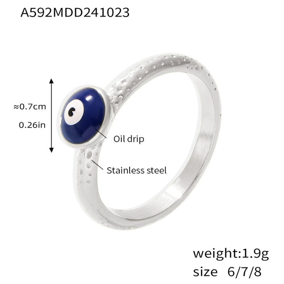 Wholesale Fashion Creative Geometric 316L Stainless Steel Electroplated Women's Devil's Eye Ring