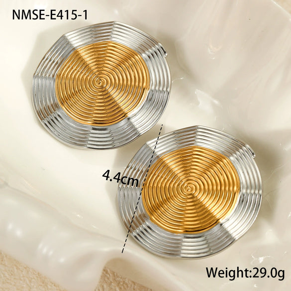 Wholesale Fashion Creative Geometric Titanium Steel And Stainless Steel Gold Plated Earrings
