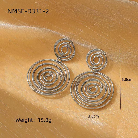 Wholesale Fashion Creative Geometric Titanium Steel And Stainless Steel Gold Plated Earrings