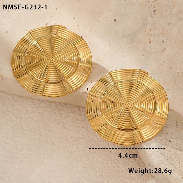 Wholesale Fashion Creative Geometric Titanium Steel And Stainless Steel Gold Plated Earrings