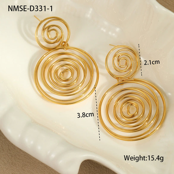Wholesale Fashion Creative Geometric Titanium Steel And Stainless Steel Gold Plated Earrings