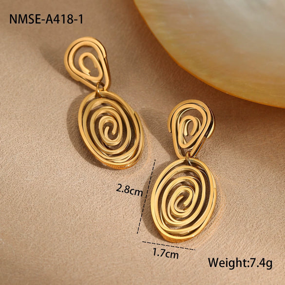 Wholesale Fashion Creative Geometric Titanium Steel And Stainless Steel Gold Plated Earrings
