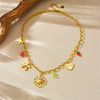 Wholesale Fashion Creative Multielement Stainless Steel Flower Pendant O Word Chain Necklace With Electroplating