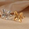 Wholesale Fashion Creative Petal Flower Open Ring 316 Stainless Steel With Pvd Gold Electroplated Finish
