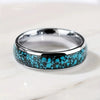 Wholesale Fashion Creative Silver Blue Background Patch Stainless Steel Ring With Geometric Style And Electroplating Treatment