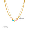 Wholesale Fashion Creative Stylish Double Layer Stacked Colorful Love Pendant Twist Chain Stainless Steel Necklace With Heart Shape And Electroplating