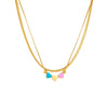 Wholesale Fashion Creative Stylish Double Layer Stacked Colorful Love Pendant Twist Chain Stainless Steel Necklace With Heart Shape And Electroplating
