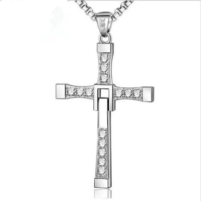 Wholesale Fashion Cross Diamond Titanium Steel Pendant Necklace Gooddiy