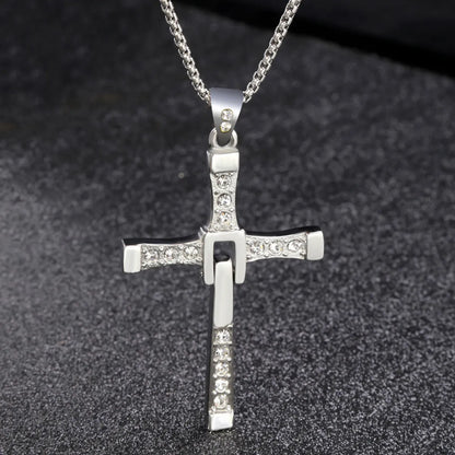 Wholesale Fashion Cross Diamond Titanium Steel Pendant Necklace Gooddiy