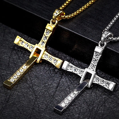 Wholesale Fashion Cross Diamond Titanium Steel Pendant Necklace Gooddiy