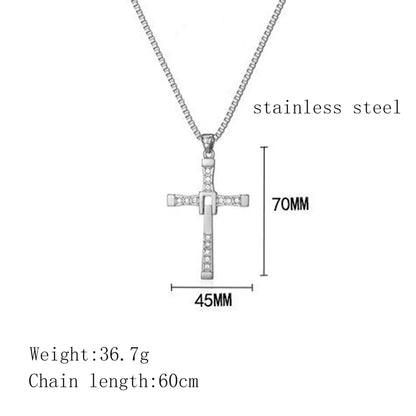 Wholesale Fashion Cross Diamond Titanium Steel Pendant Necklace Gooddiy