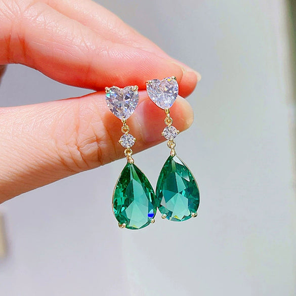 Wholesale Fashion Crystal Zircon Drop Shape Copper Earrings