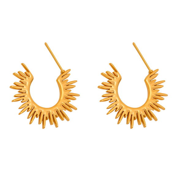 Wholesale Fashion Cshaped Geometric Stainless Steel Earrings With Furnace Vacuum Electroplating 18K Gold Colorpreserving Finish