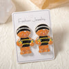 Wholesale Fashion Cute Cartoon Design Alloy Micro Zircon Gingerbread Earrings With Electroplating For Women