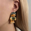 Wholesale Fashion Cute Cartoon Design Alloy Micro Zircon Gingerbread Earrings With Electroplating For Women