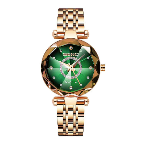 Wholesale Fashion Diamondencrusted Stainless Steel Band Waterproof Quartz Watch For Women With Round Dial And Spiral Crown