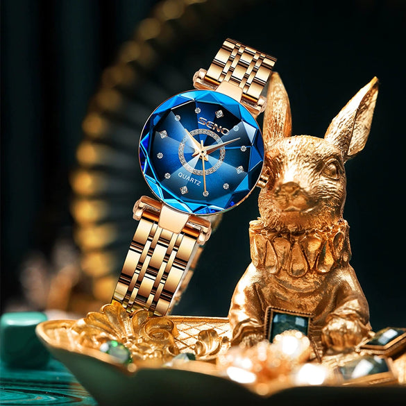 Wholesale Fashion Diamondencrusted Stainless Steel Band Waterproof Quartz Watch For Women With Round Dial And Spiral Crown